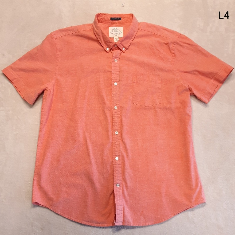 St. John's Bay Mens Slub Cotton SS Classic Fit Button Shirt 2XL Maine Lobster - Picture 8 of 8
